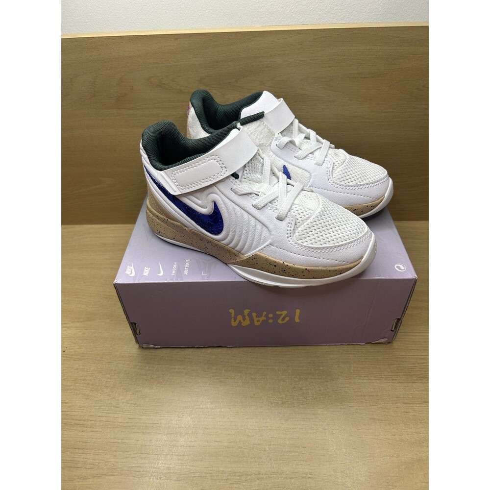 Nike Ja 2 In The Woods. Little Kids Shoes Size 12c White/Hemp/Vintage Green/Blue - Picture 8 of 15